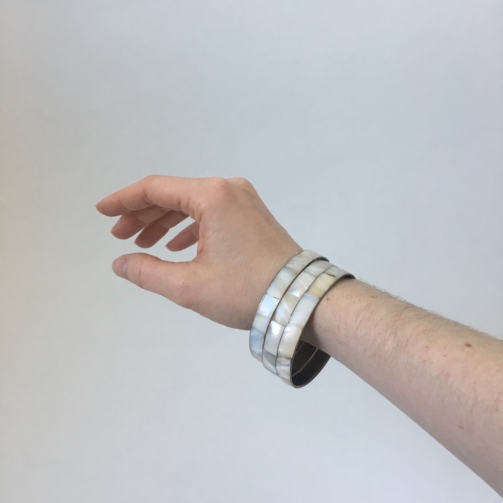 Vintage Shell + Brass Bangles